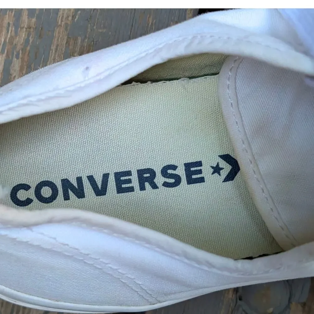 Converse Jack Purcell Low Top White Canvas Sneakers Mens 9.5 Womens 11 Smile Toe